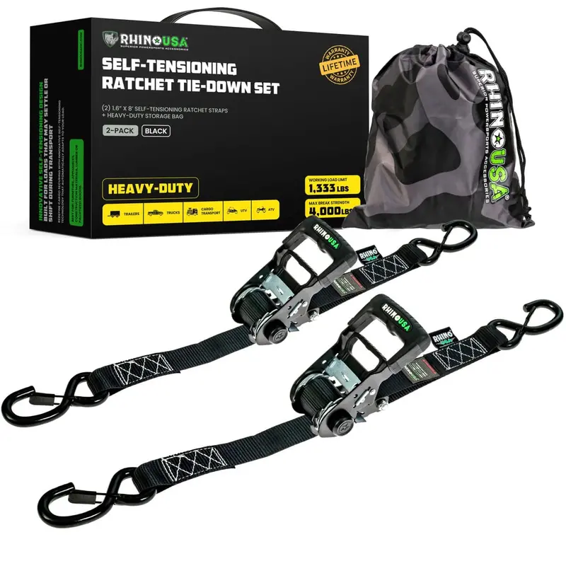 Rhino Usa 1.6" Self-Tensioning Ratchet Straps 1