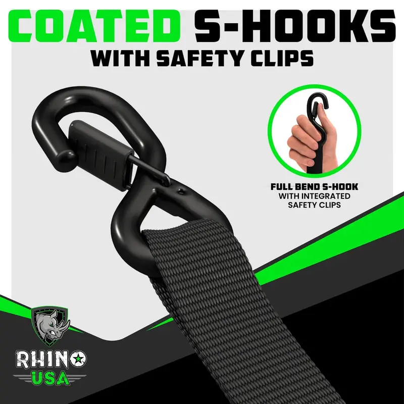 Rhino Usa 1.6" X 8' Hd Ratchet 2-Pack Tie-Down Set 5