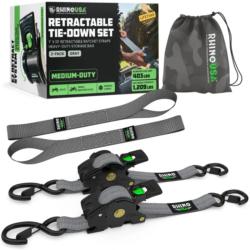 Rhino Usa 1" X 10' Retractable Ratchet Straps 11
