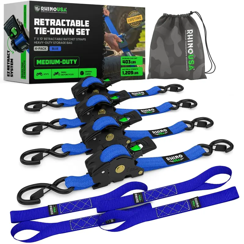 Rhino Usa 1" X 10' Retractable Ratchet Straps 11