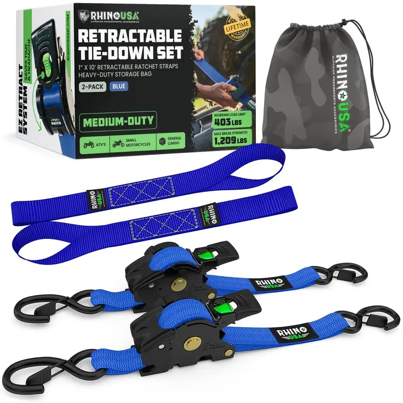 Rhino Usa 1" X 10' Retractable Ratchet Straps 12