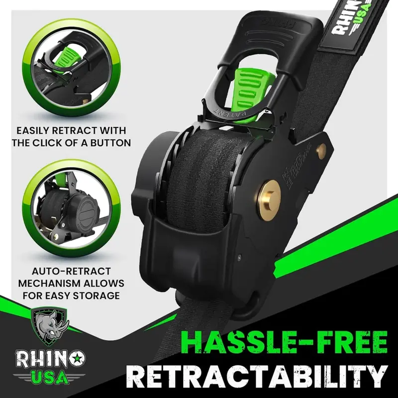 Rhino Usa 1" X 10' Retractable Ratchet Straps 4