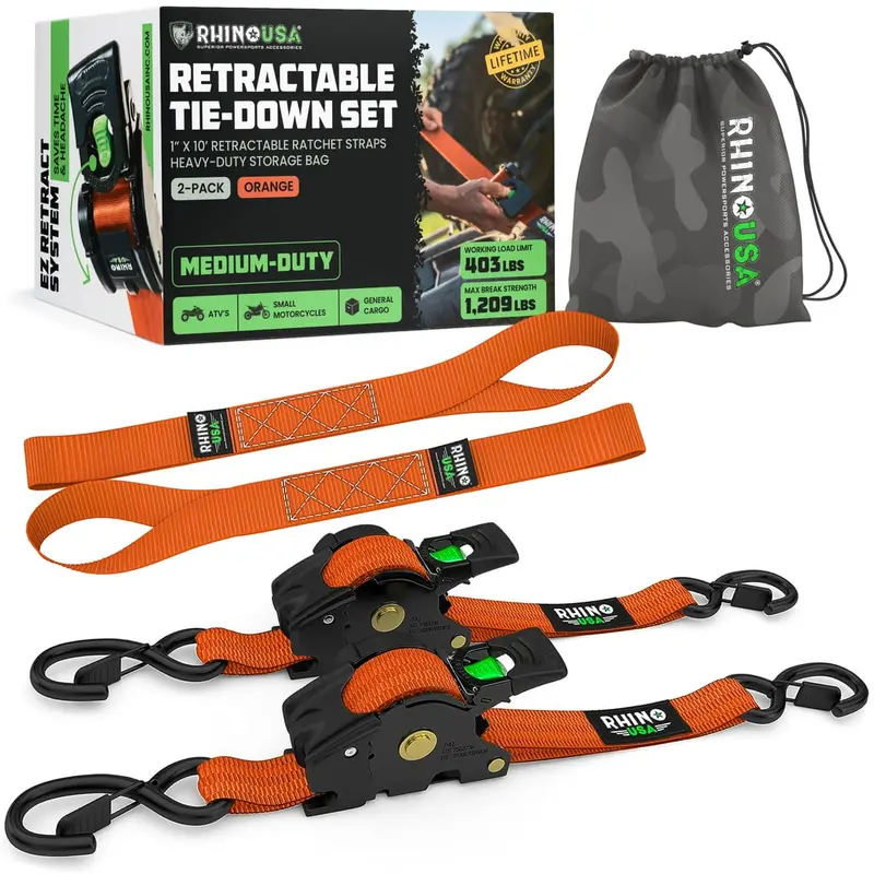 Rhino Usa 1" X 10' Retractable Ratchet Straps 6