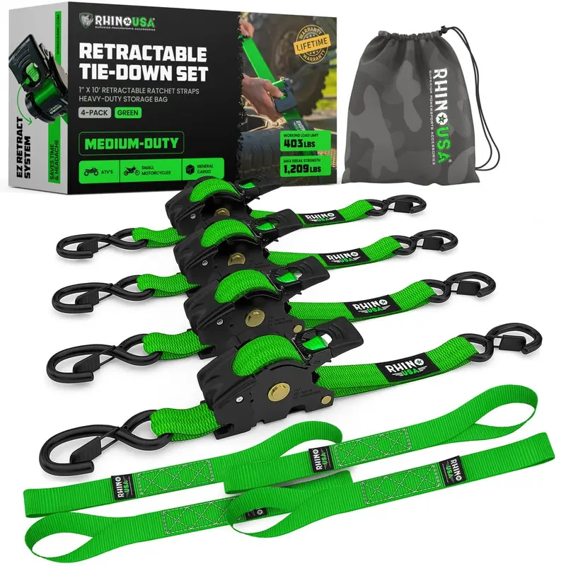 Rhino Usa 1" X 10' Retractable Ratchet Straps 8