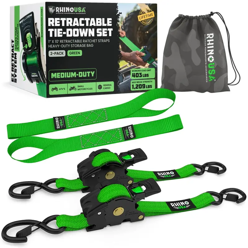 Rhino Usa 1" X 10' Retractable Ratchet Straps 9