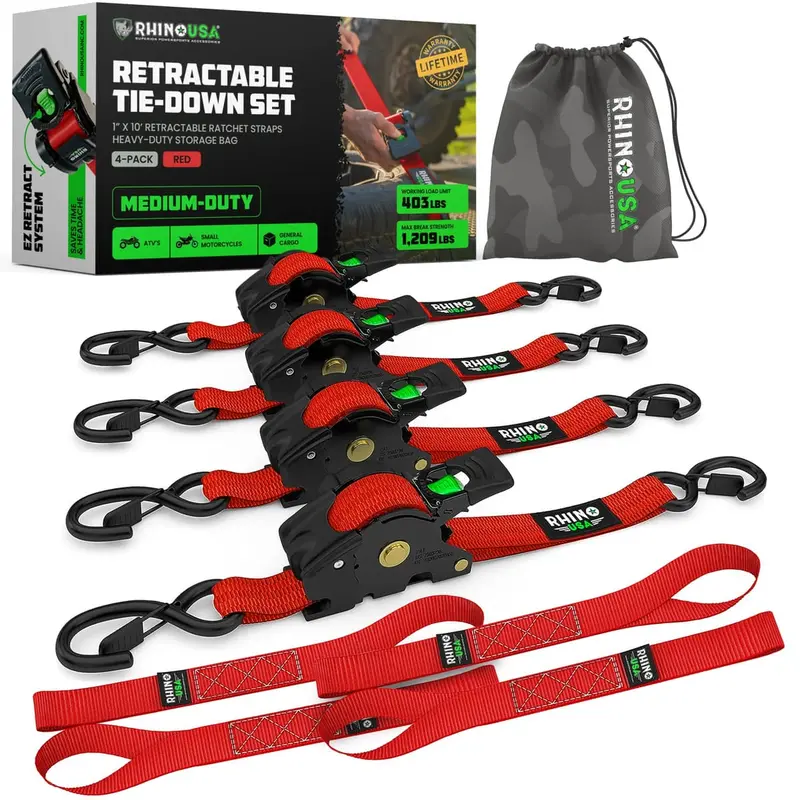 Rhino Usa 1" X 10' Retractable Ratchet Straps 9