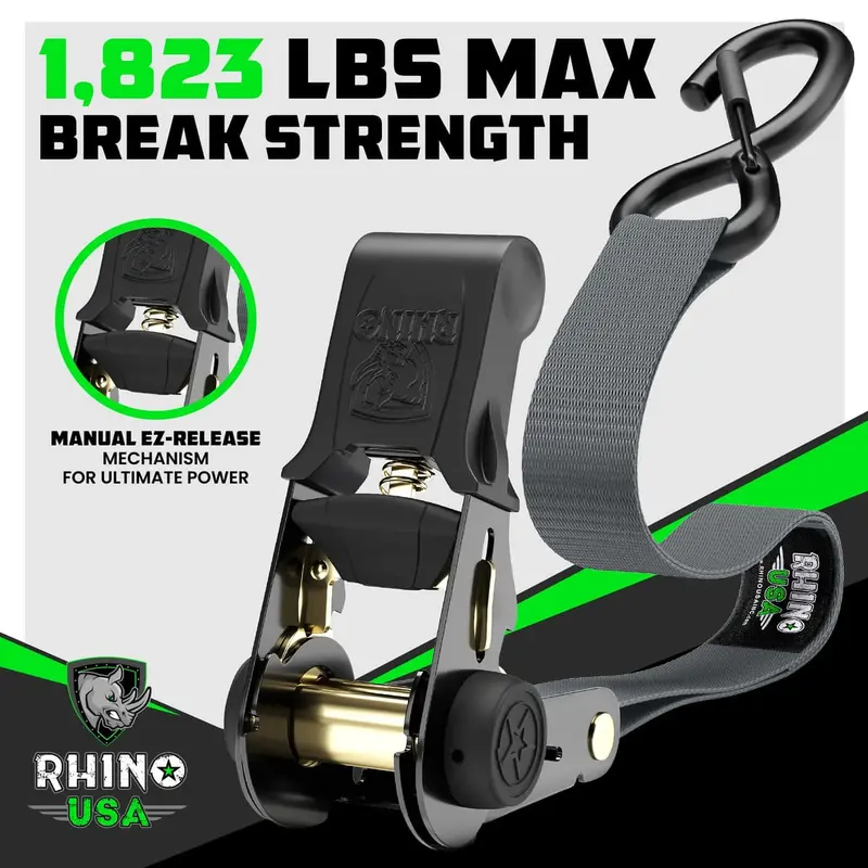 Rhino Usa 1" X 15' 4-Pack Ratchet Tie-Down Set 3