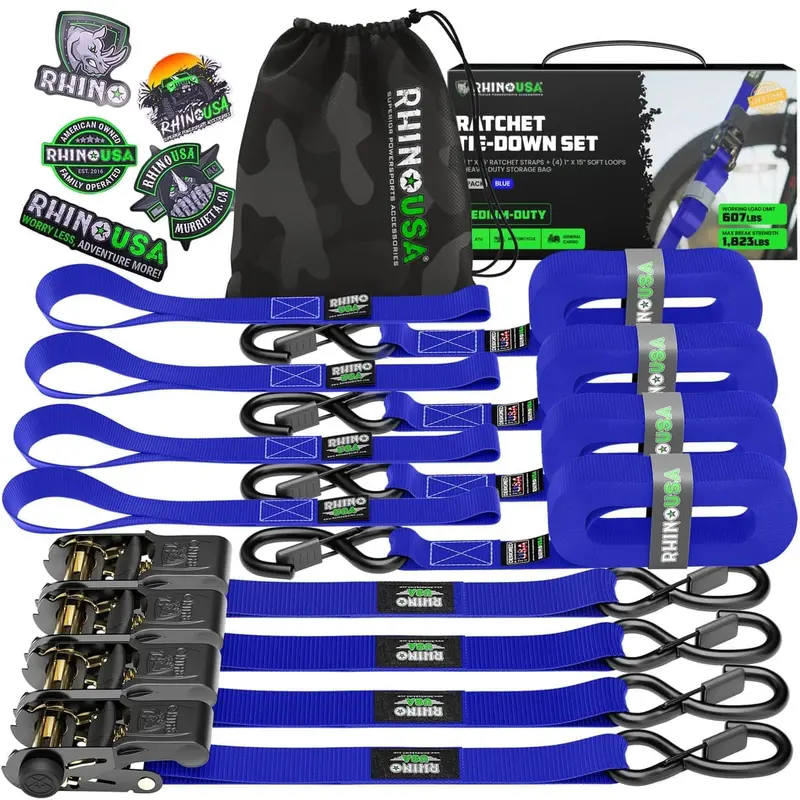 Rhino Usa 1" X 15' 4-Pack Ratchet Tie-Down Set 3