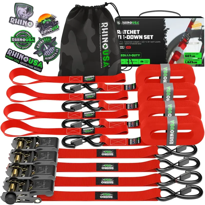 Rhino Usa 1" X 15' 4-Pack Ratchet Tie-Down Set 4