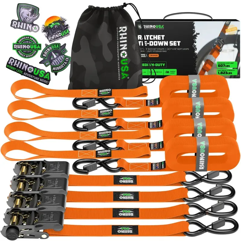Rhino Usa 1" X 15' 4-Pack Ratchet Tie-Down Set 5