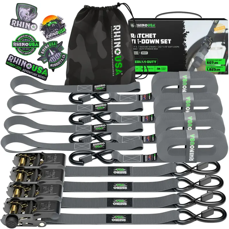 Rhino Usa 1" X 15' 4-Pack Ratchet Tie-Down Set 6