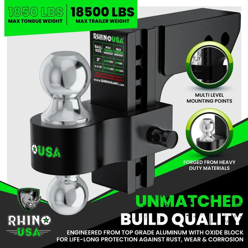 Rhino Usa 2.5" Receivers Adjustable Drop Hitch 2