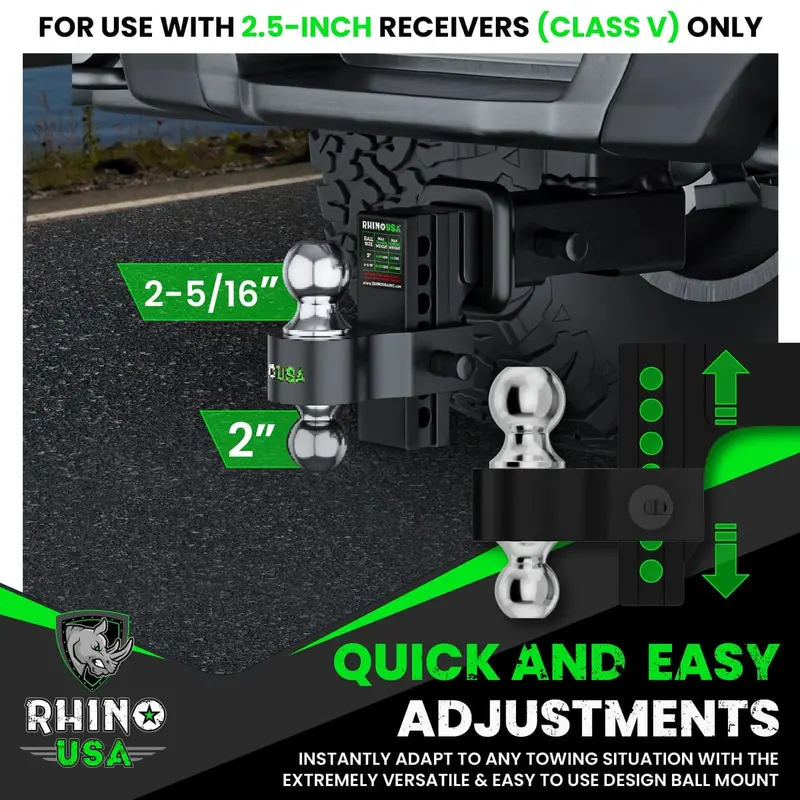 Rhino Usa 2.5" Receivers Adjustable Drop Hitch 3