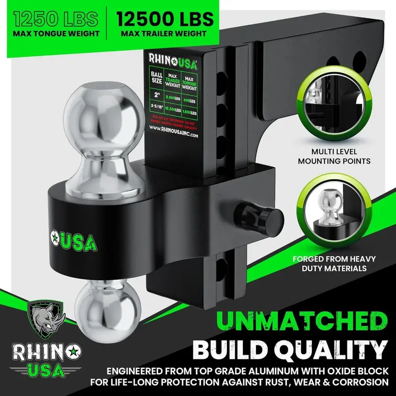 Rhino Usa 2" Receivers Adjustable Drop Hitch 2