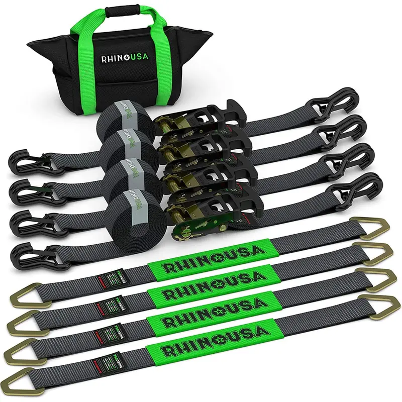 Rhino Usa 2" X 8' J-Hooks Vehicle Tie-Down Kit 1