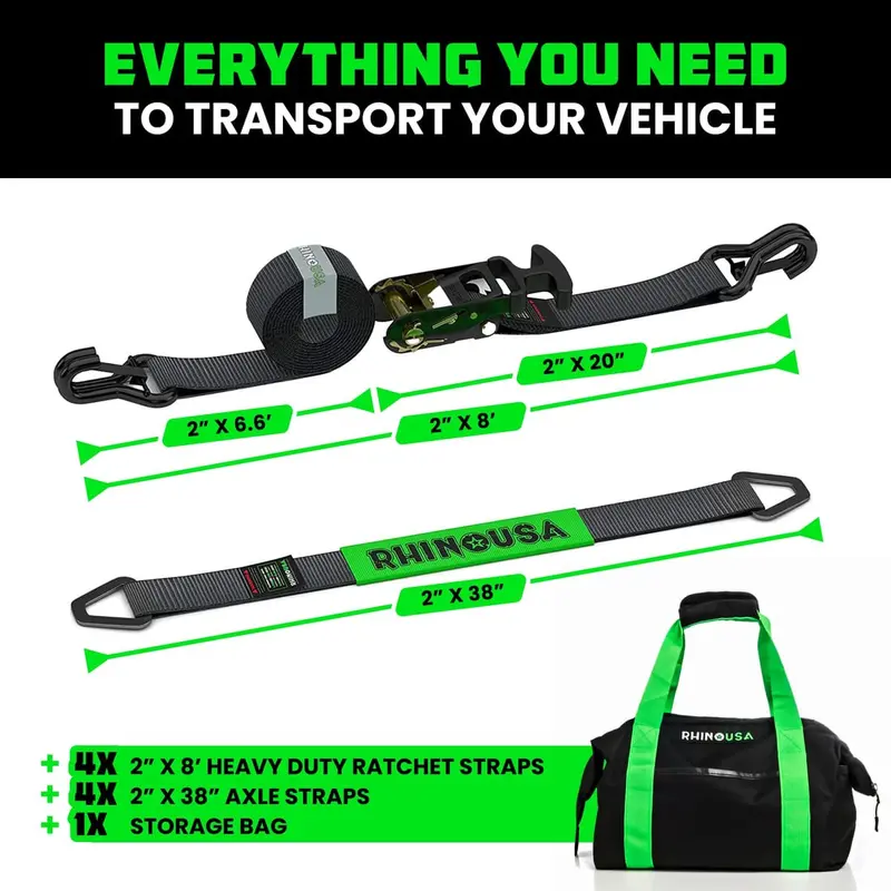 Rhino Usa 2" X 8' J-Hooks Vehicle Tie-Down Kit 2