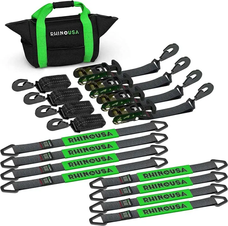 Rhino Usa 2" X 8' Snap-Hooks Vehicle Tie-Down Kit 1