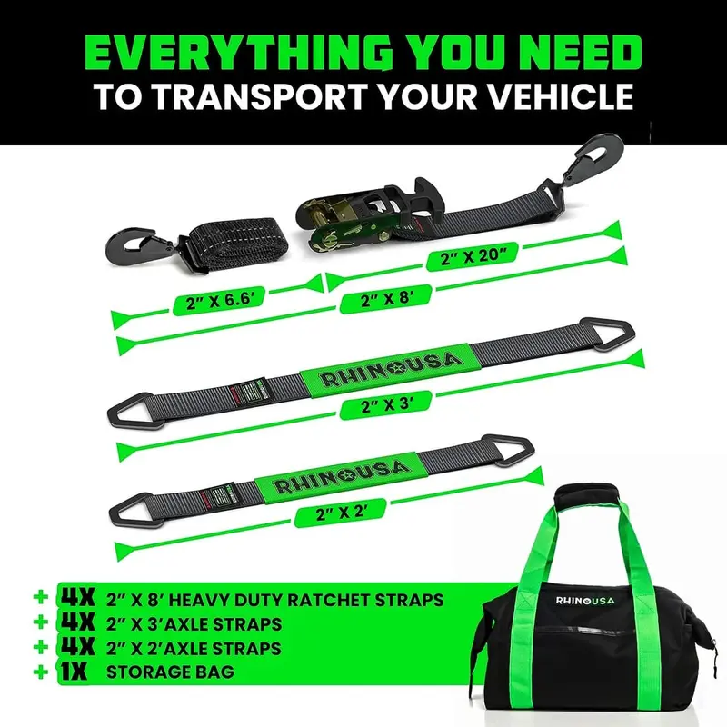 Rhino Usa 2" X 8' Snap-Hooks Vehicle Tie-Down Kit 2