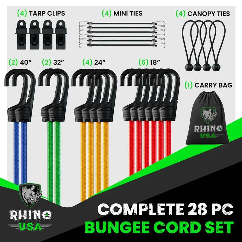 Rhino Usa 28 Piece Bungee Cord Set 2