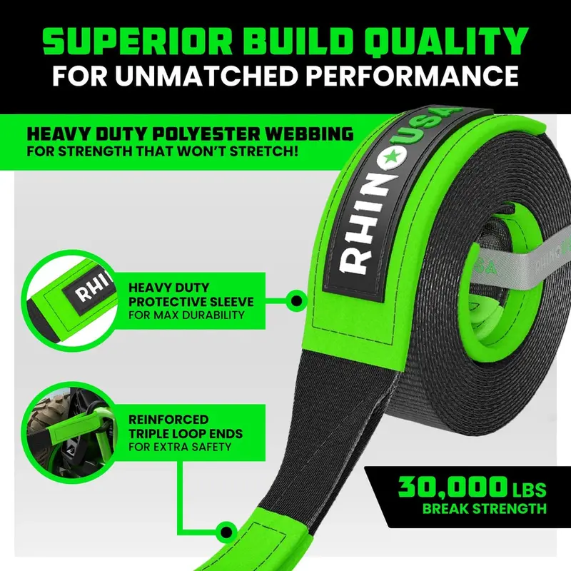 Rhino Usa 3" Ultimate Recovery Tow Strap 2