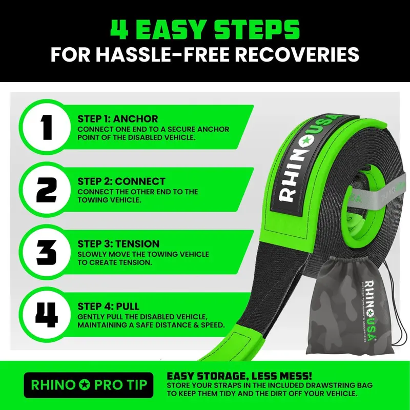 Rhino Usa 3" Ultimate Recovery Tow Strap 4