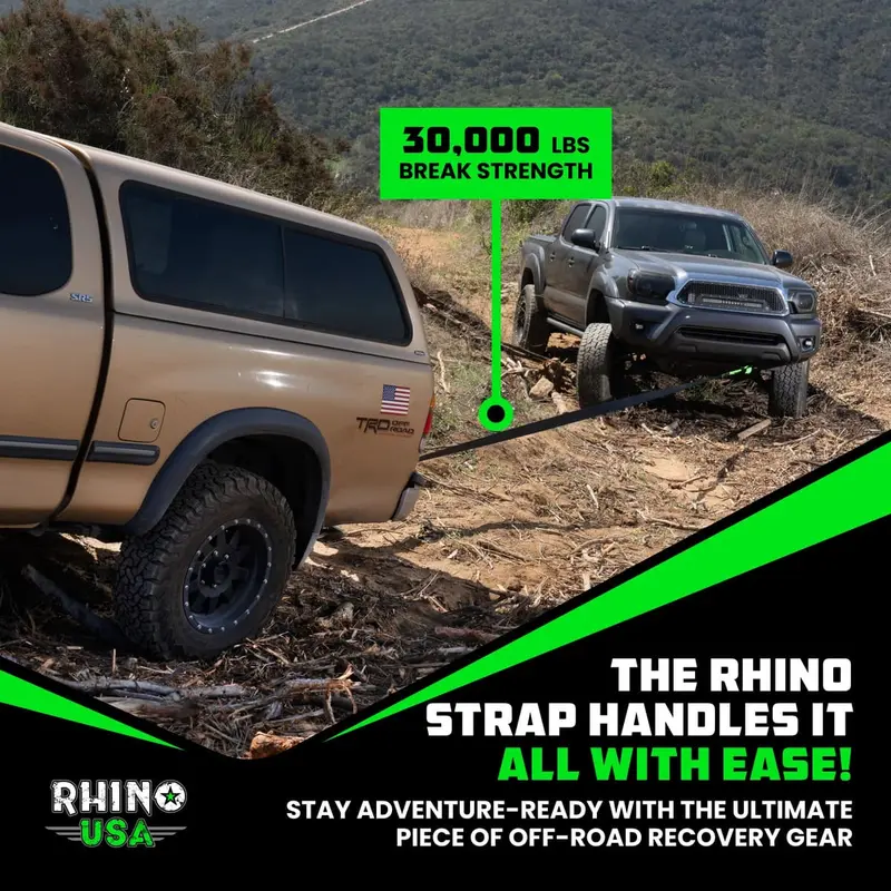 Rhino Usa 3" Ultimate Recovery Tow Strap 6