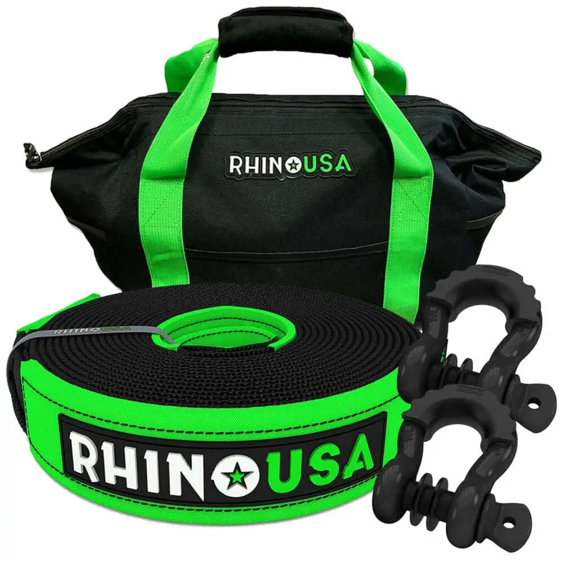 Rhino Usa 30' Tow Strap & D-Ring Shackle Set Combo 1