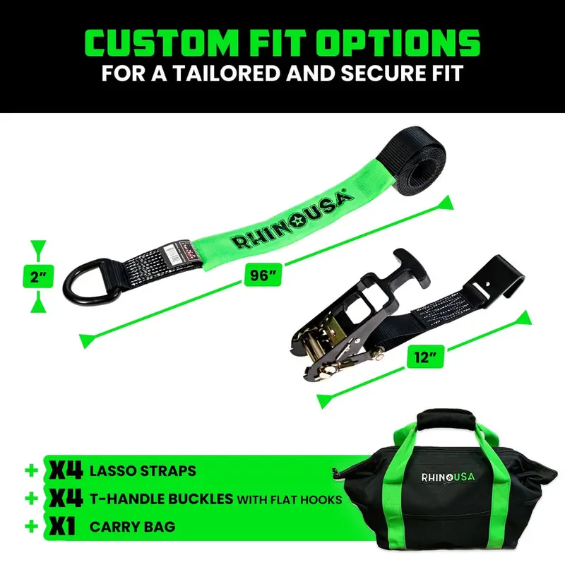 Rhino Usa Flat-Hooks Car Tie-Down Lasso Straps 2
