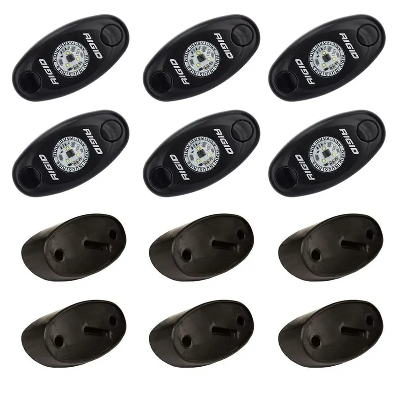 Rigid A-Series 6 Pack Flat Mount Amber Rock Light Kit 1