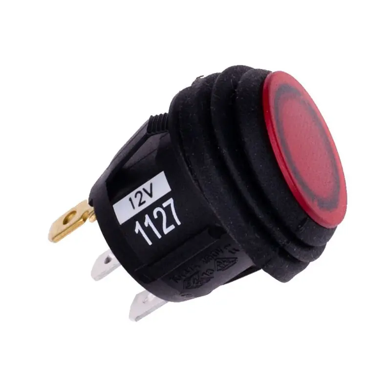 Rigid Universal 2 Position Rocker Switch W/ Protective Rubber Boot - Red 1
