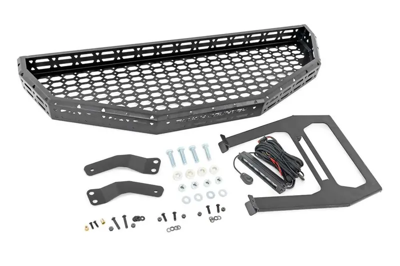Rough Country Honda Pioneer Front Cargo Rack With Black Series 6" Slimline Led Light Bar 1