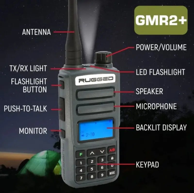 Rugged Radios 2 Pack - Gmr2 Plus Gmrs And Frs Two Way Handheld Radios - Grey 2