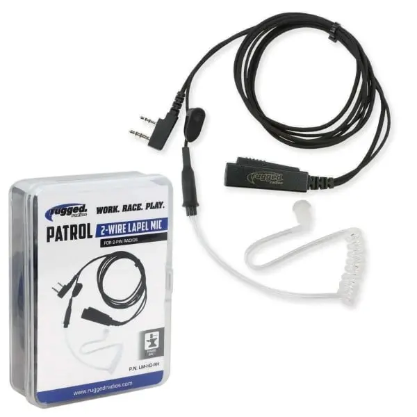 Rugged Radios 2-Wire Lapel Mic With Acoustic Ear Tube For Rugged Handheld Radios 1