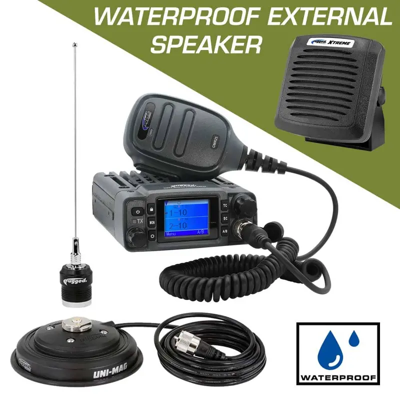 Rugged Radios Adventure Radio Kit - Gmr25 Waterproof Gmrs Mobile Radio Kit And External Speaker 1