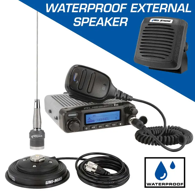 Rugged Radios Adventure Radio Kit - M1 Waterproof Powerful Business Band Mobile Radio Kit And External Speaker 1