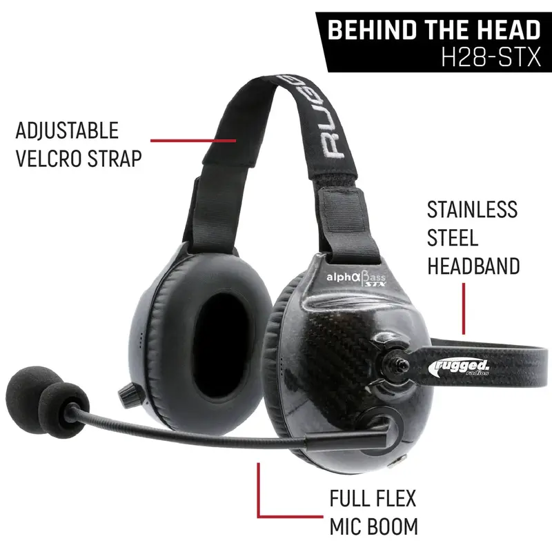 Rugged Radios Alphabass Carbon Fiber Headset For Stereo And Offroad Intercoms 2