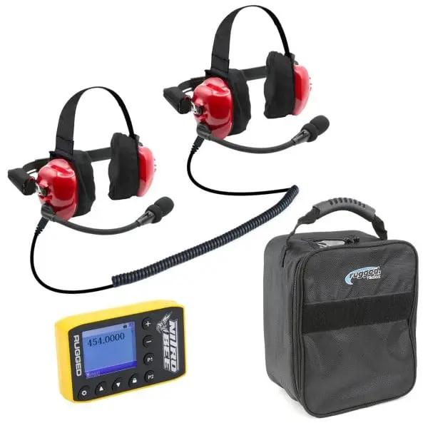 Rugged Radios H80 Track Talk Linkable Intercom Headset With Nitro Bee Xtreme Uhf Race Receiver And Carry Bag 1