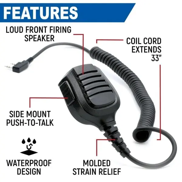 Rugged Radios Hand Speaker Mic Waterproof For Handheld Radios 2