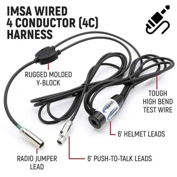Rugged Radios Imsa 4-Conductor 4C Circle Track Road Race Car Harness 2