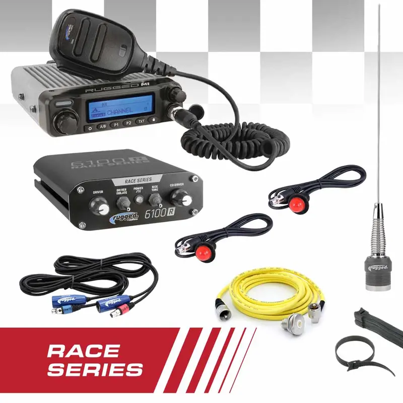 Rugged Radios Offroad Race Kit - Complete Race Series Communication Kit With M1 Race Series Radio And 6100 Race Series Intercom 1