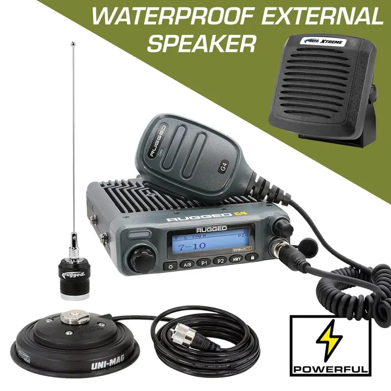 Rugged Radios Rambler G4 High Power Gmrs Mobile Radio & External Speaker Kit 1
