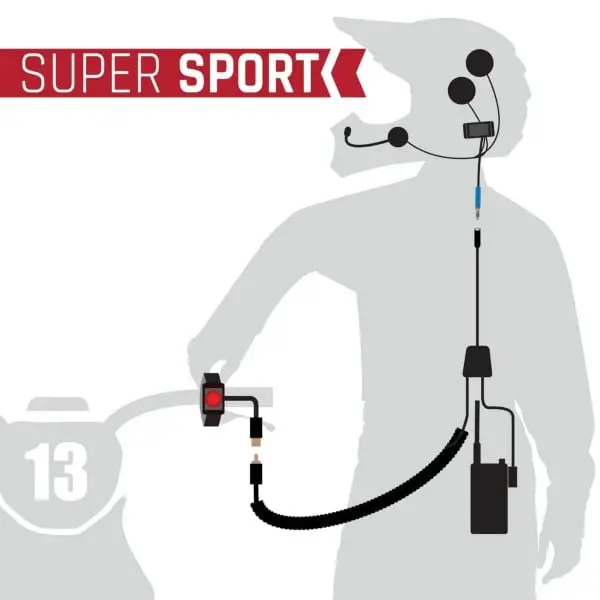 Rugged Radios Super Sport Kit With Radio, Helmet Kit, Harness, And Handlebar Push-To-Talk 1
