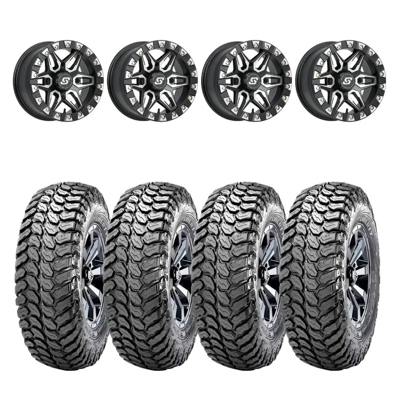 Sedona Black/Machined Split 6 Beadlock & Maxxis Liberty Performance Off Road Wheel & Tire Kit 1
