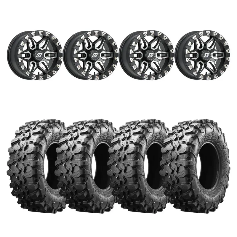 Sedona Black/Machined Split 6 Beadlock & Maxxis Radial Carnivore Wheel & Tire Kit 1