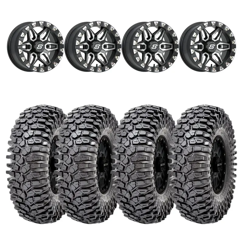 Sedona Black/Machined Split 6 Beadlock & Maxxis Radial Roxxzilla Wheel & Tire Kit 1