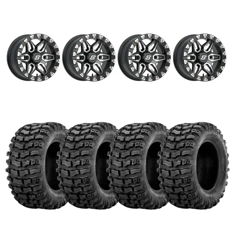 Sedona Black/Machined Split 6 Beadlock & Sedona Buzz Saw Rt Wheel & Tire Kit 1