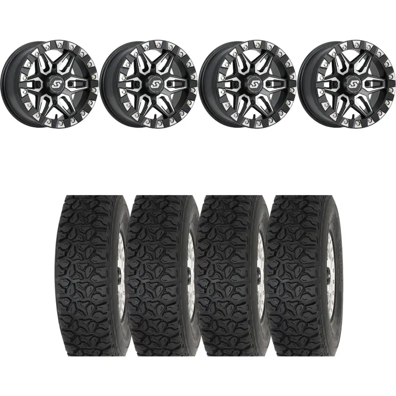 Sedona Black/Machined Split 6 Beadlock & System 3 Off-Road Dx440 Wheel & Tire Kit 1