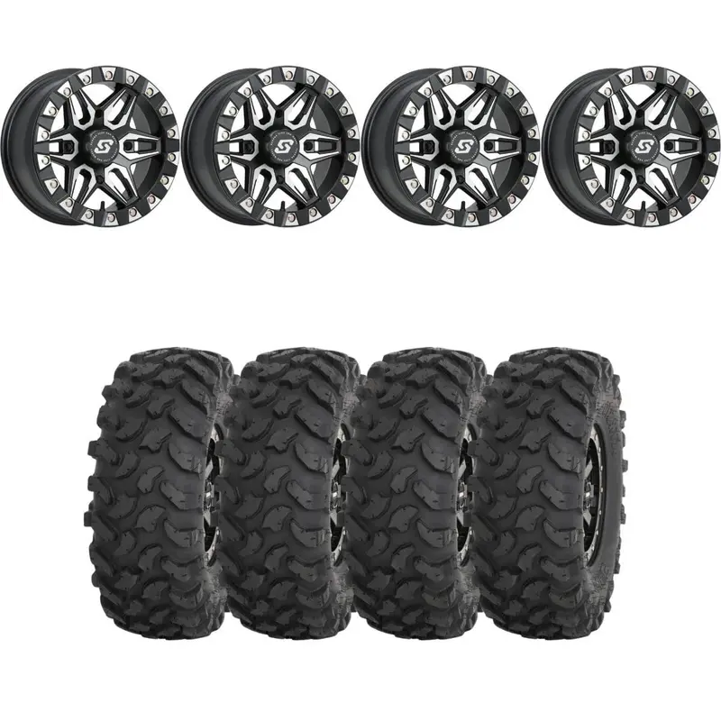 Sedona Black/Machined Split 6 Beadlock & System 3 Offroad Xtr370 Wheel & Tire Kit 1