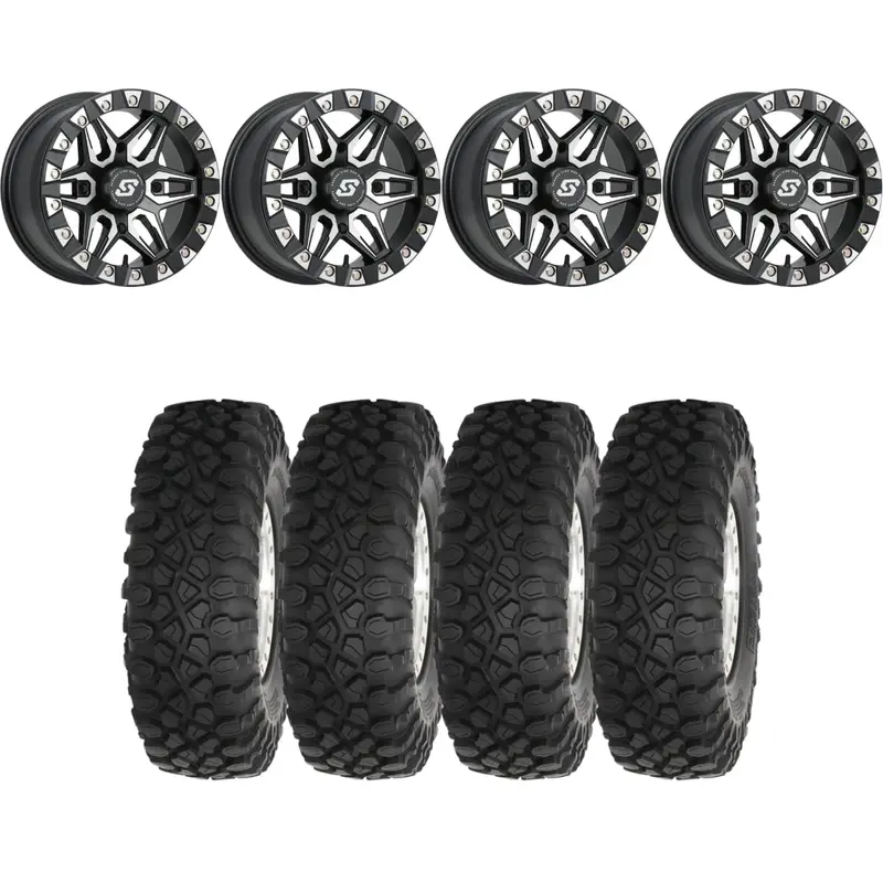 Sedona Black/Machined Split 6 Beadlock & System 3 Xc450 Radial Wheel & Tire Kit 1
