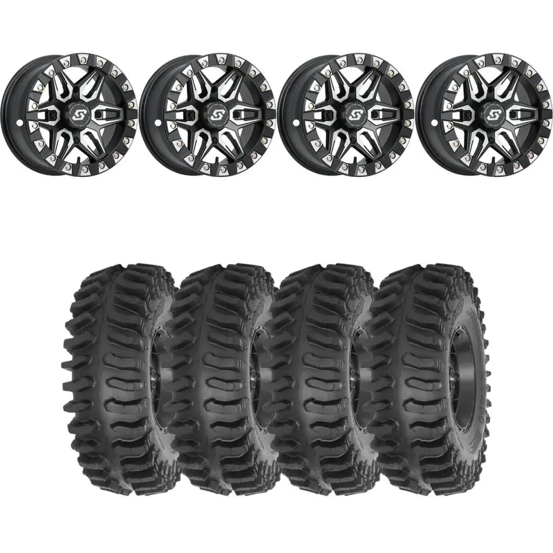 Sedona Black/Machined Split 6 Beadlock & System 3 Xt400 Extreme Trail Radial Wheel & Tire Kit 1